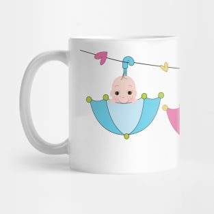 Triplets baby hanging umbrella baby shower Mug